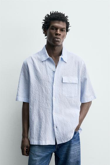 TEXTURED CHECK SHIRT - Blue/White by Zara