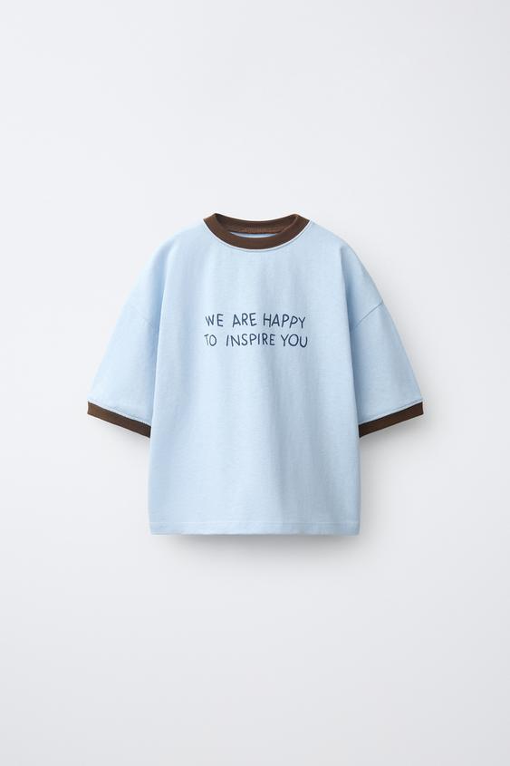 SLOGAN PRINT T-SHIRT - Light blue by Zara - Image 0