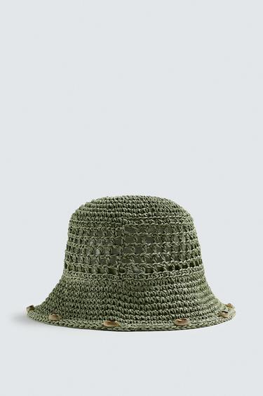 CROCHET HAT WITH SHELLS - Light green by Zara