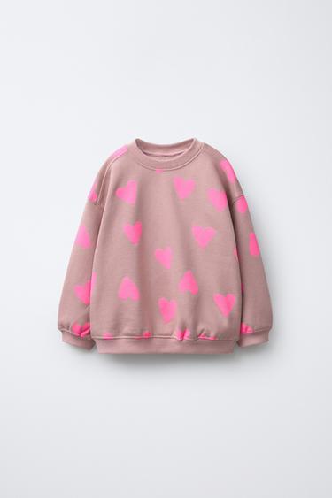 HEART SWEATSHIRT - Beige-pink by Zara