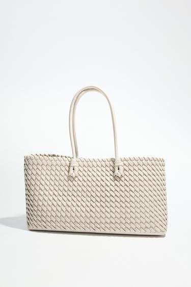 BRAIDED ELONGATED TOTE BAG - Ecru by Zara