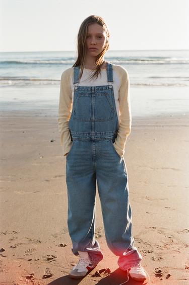 LONG DENIM DUNGAREES - Light blue by Zara