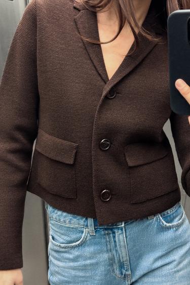 PLAIN KNIT CARDIGAN - Brown by Zara