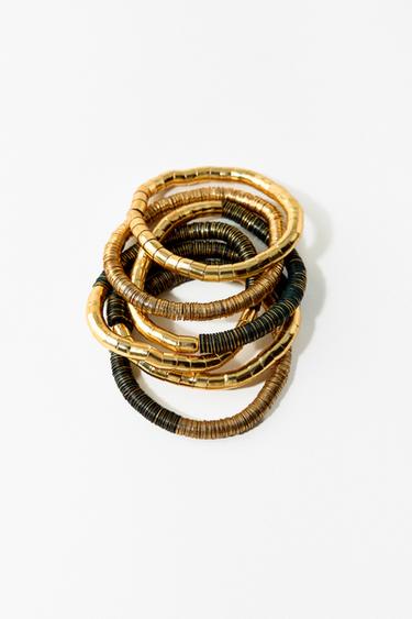 PACK OF 6 COMBINED ELASTIC BRACELETS - Golden by Zara