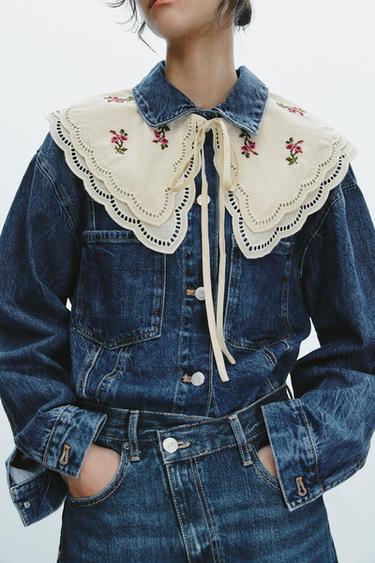 CROSS-STITCH EMBROIDERED COLLAR - Ecru by Zara - Image 0