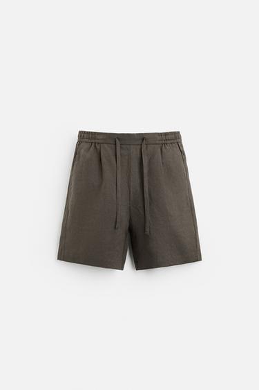 100% LINEN BERMUDA SHORTS - Brown / Taupe by Zara