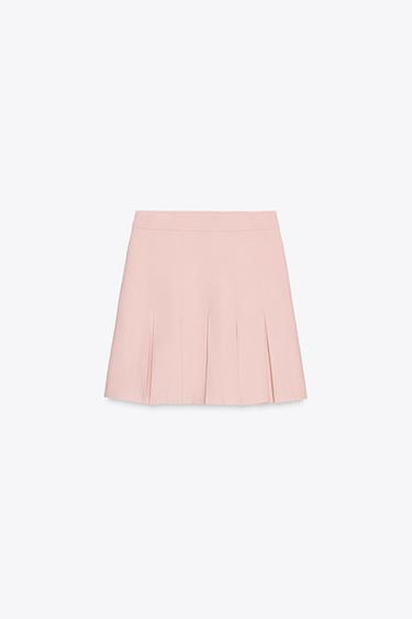 PLEATED KNIT MINI SKIRT - Pastel pink by Zara