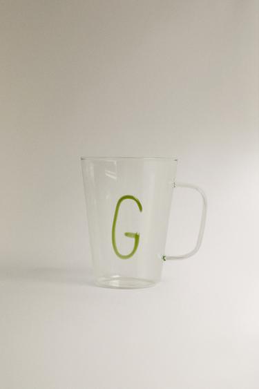 BOROSILICATE MUG WITH INITIAL G - Olive green by Zara