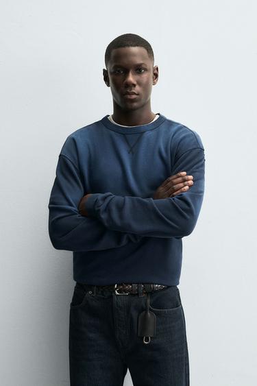 FADED CREW NECK SWEATSHIRT - Blue by Zara