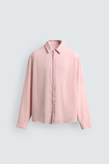 FLOWING CHECK SHIRT - Pastel pink by Zara