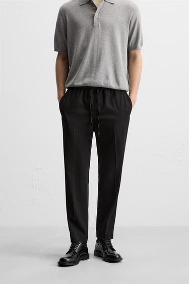 COMFORT FIT JOGGER WAIST TROUSERS - Black by Zara