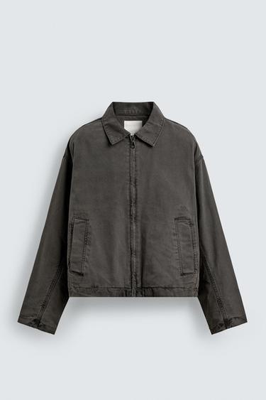 EMBROIDERED CROPPED FIT JACKET - Khaki by Zara