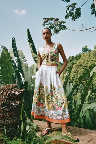 PRINTED MIDI LAYERED SKIRT - Multicoloured by Zara
