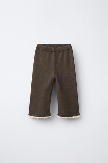 LACE TRIM KNIT CULOTTES - Brown / Taupe by Zara