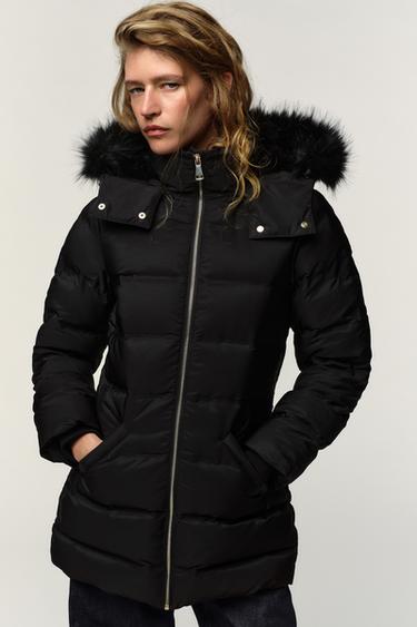 WATER-REPELLENT WINDPROOF HOODED DOWN PUFFER JACKET - Black by Zara