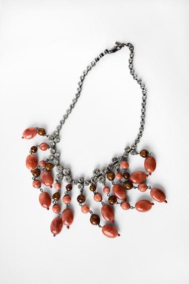JEWEL AND STONE CASCADE NECKLACE - Pink by Zara
