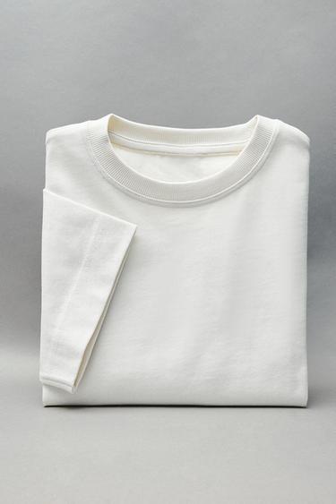 PLAIN HEAVY WEIGHT T-SHIRT - Ecru by Zara