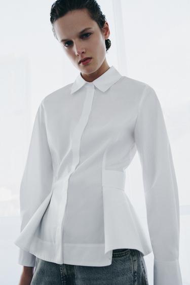 ZW COLLECTION POPLIN PEPLUM SHIRT - White by Zara