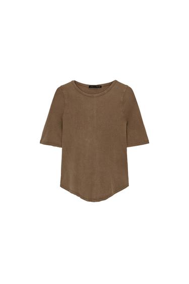 FADED-EFFECT T-SHIRT - Dark brown by Zara