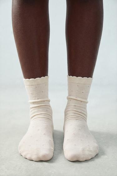 5-PACK OF LONG POLKA DOT AND STRIPED SOCKS - camel by Zara