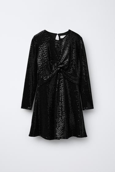 SHINY KNOT DRESS - Black by Zara