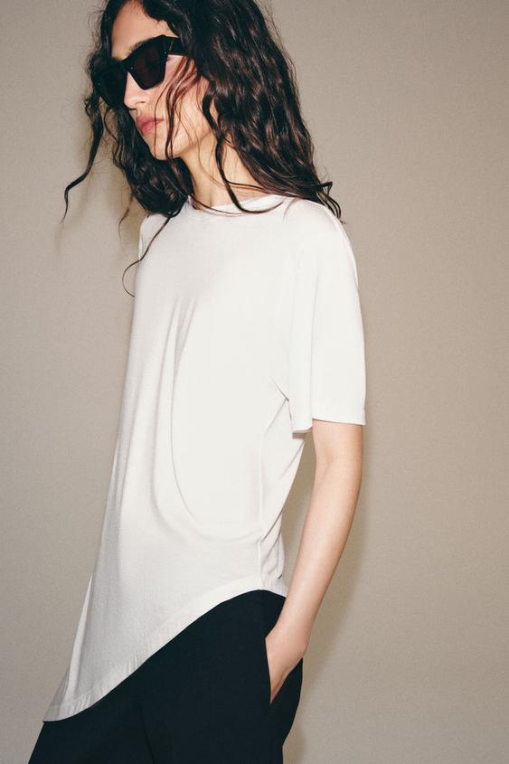 ASYMMETRIC SHORT SLEEVE TOP - White by Zara - Image 0