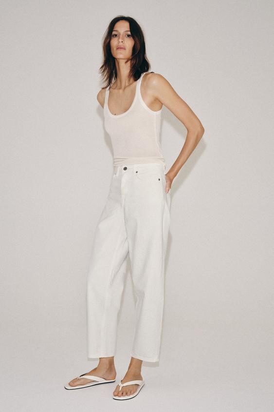 JEANS ZW COLLECTION TAPERED MID-WAIST - White by Zara - Image 0
