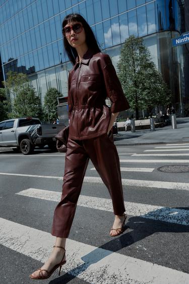 FAUX LEATHER BLAZER - Burgundy by Zara