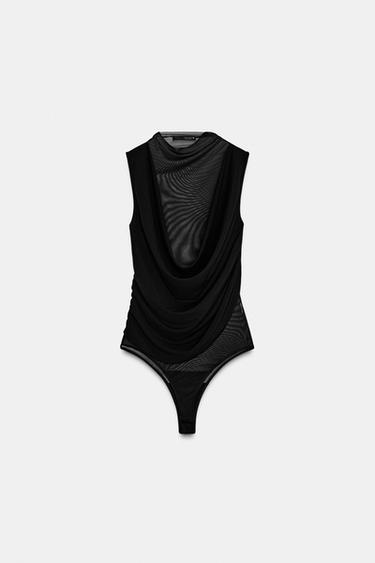 COMBINED TULLE BODYSUIT - Black by Zara
