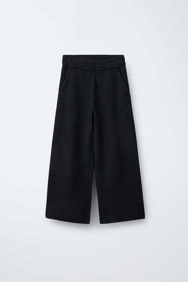 WIDE-LEG KNIT TROUSERS - Black by Zara