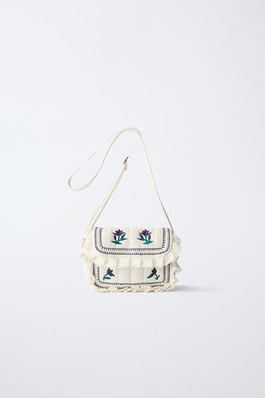 EMBROIDERED CROSSBODY BAG - Ecru White by Zara - Image 0