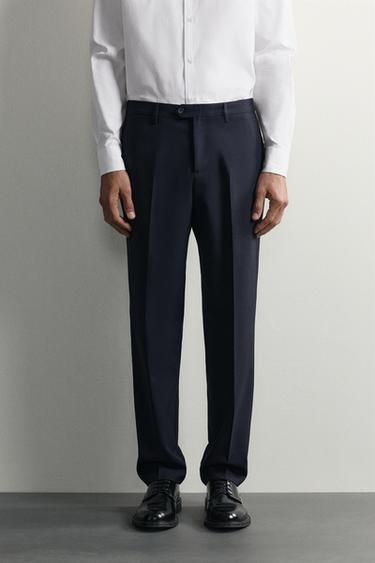 100% WOOL SUIT TROUSERS - Navy blue by Zara