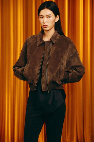 FAUX SUEDE JACKET - Dark tan by Zara