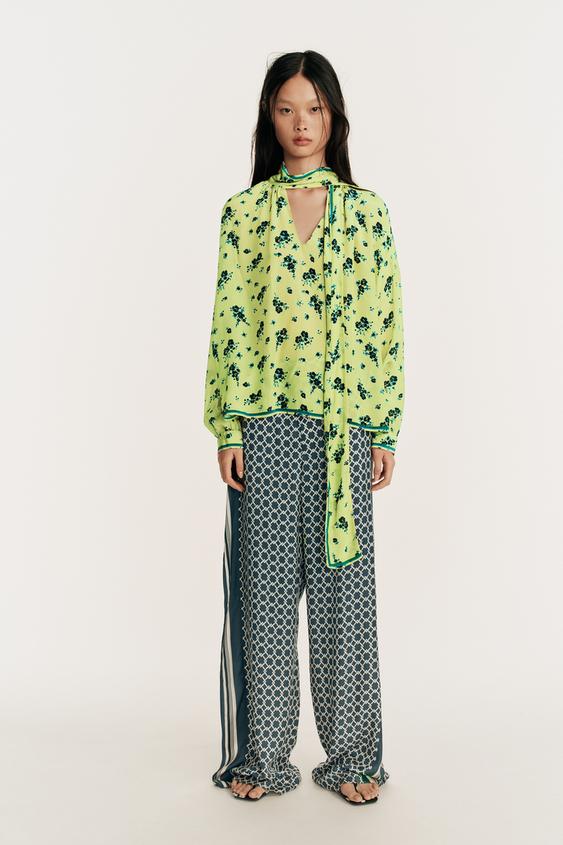 LIMITED EDITION FLOWING TROUSERS WITH SIDE STRIPES - Printed by Zara - Image 0