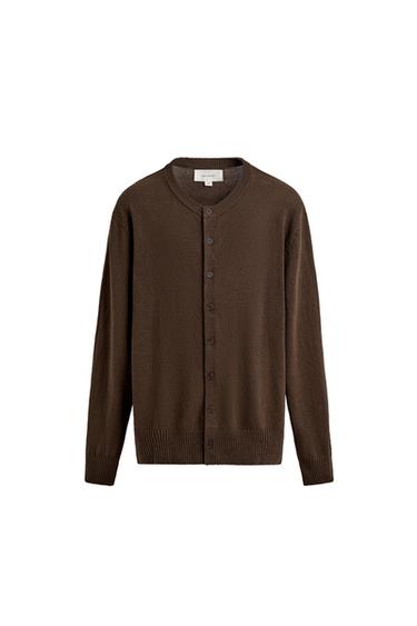 LINEN/COTTON CARDIGAN - Brown by Zara