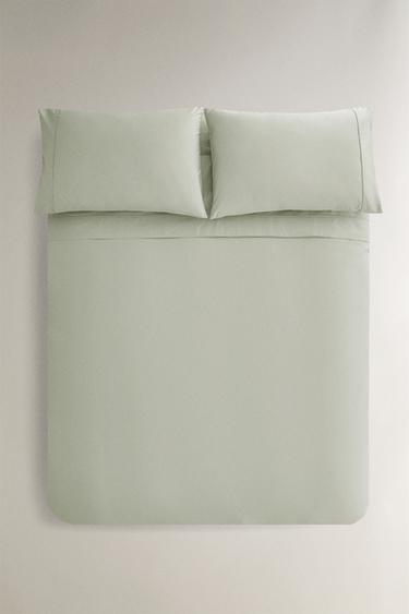 SATEEN DUVET COVER (300 THREAD COUNT) - Light blue by Zara
