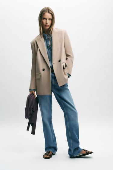 OVERSIZED DOUBLE-BREASTED BLAZER - Sand by Zara