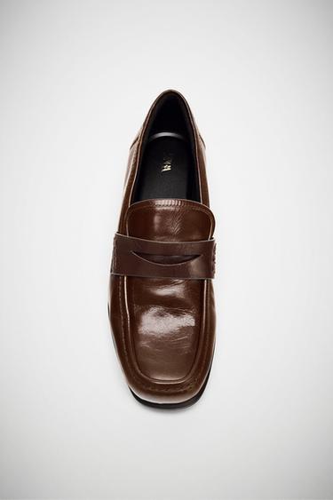 LEATHER LOAFERS - Brown by Zara