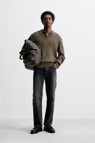 TEXTURED KNIT POLO SHIRT - Earth by Zara - Image 0