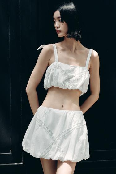 EMBROIDERED MINI SKIRT - White by Zara
