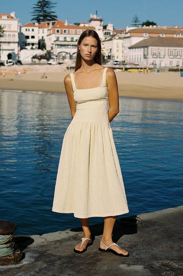 TEXTURED STRAPPY DRESS - Vanilla by Zara