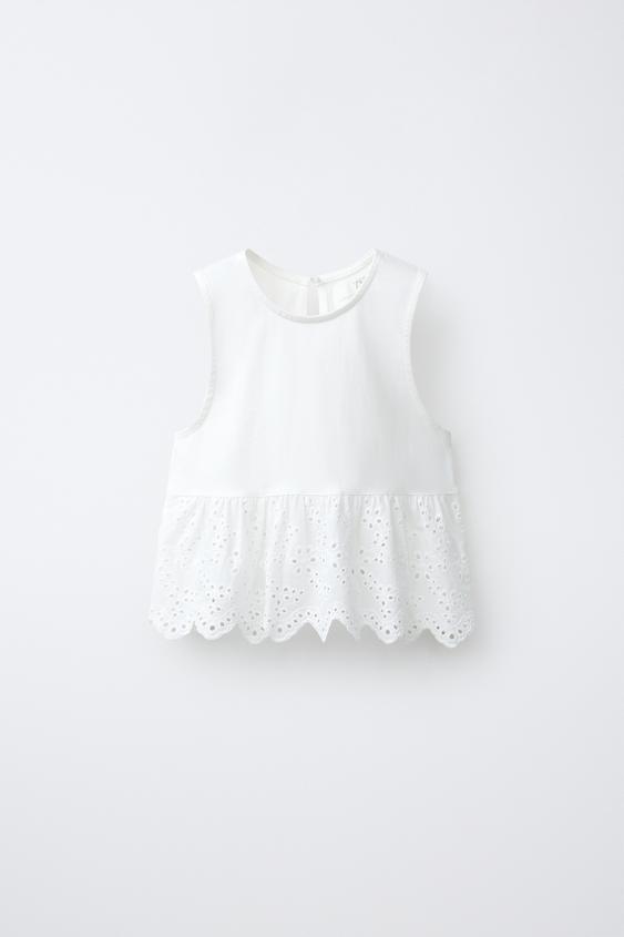 SWISS EMBROIDERED COMBINED T-SHIRT - White by Zara - Image 0