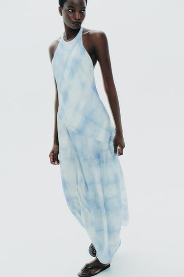 HALTER TIE-DYE DRESS - Sky blue by Zara