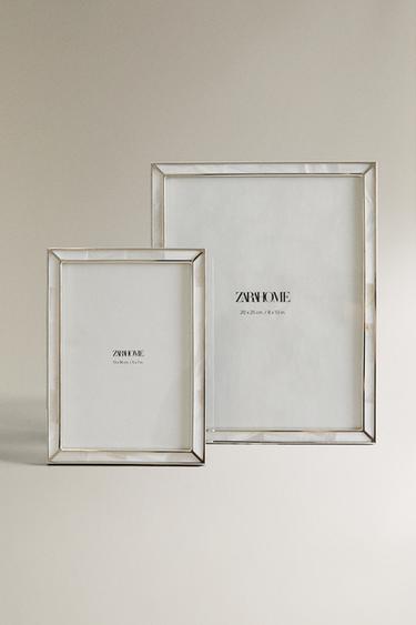 FINE-EDGE MOTHER-OF-PEARL PHOTO FRAME - White by Zara
