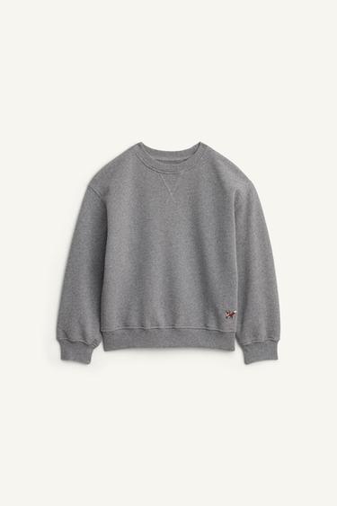 PLAIN SWEATSHIRT WITH EMBROIDERED FOX LIMITED EDITION - Grey marl by Zara