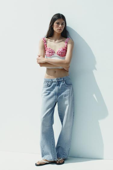 GINGHAM CORSET TOP - Oyster-white by Zara