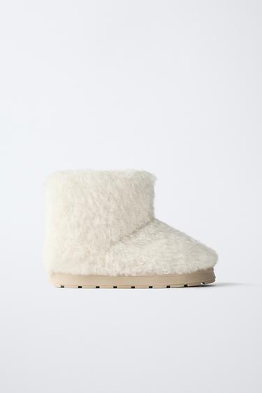 SNOW BOOTS WITH FAUX FUR - Ecru White by Zara