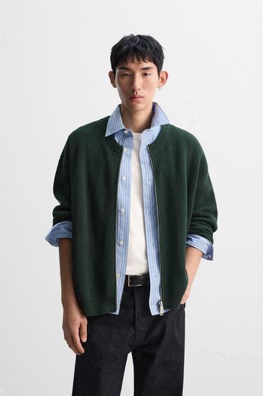 WASHED PURL KNIT JACKET - Green by Zara
