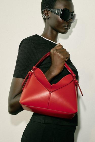 MINI BUCKET BAG WITH TOPSTITCHING - Red by Zara