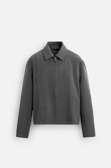 CROPPED FIT STITCHED JACKET - Grey by Zara